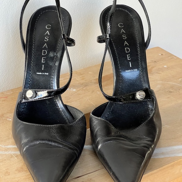 Casadei Black Slingback Heels - Picture 2 of 6